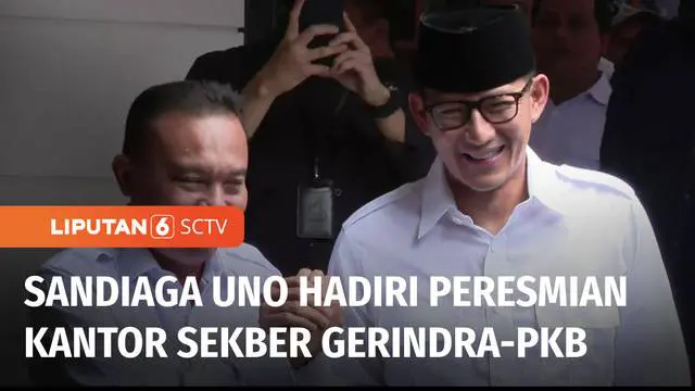 Wakil Ketua Dewan Pembina Partai Gerindra, Sandiaga Uno hadir dalam peresmian Kantor Sekber Gerindra - PKB. Dalam kesempatan ini Sandiaga menepis isu dirinya akan pindah ke partai lain.