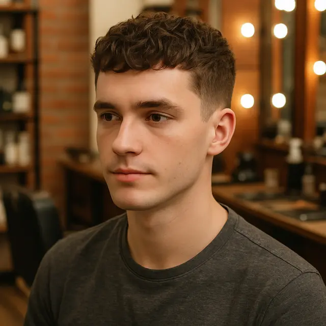 Model Rambut Pria Ikal Pendek Rapi (created by AI)