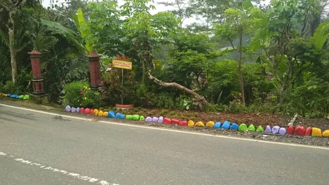 Taman bunga menghiasi sepanjang jalan Desa Wisata Kalilunjar, Banjarnegara. (Foto: Liputan6.com/Istimewa/Muhamad Ridlo)
