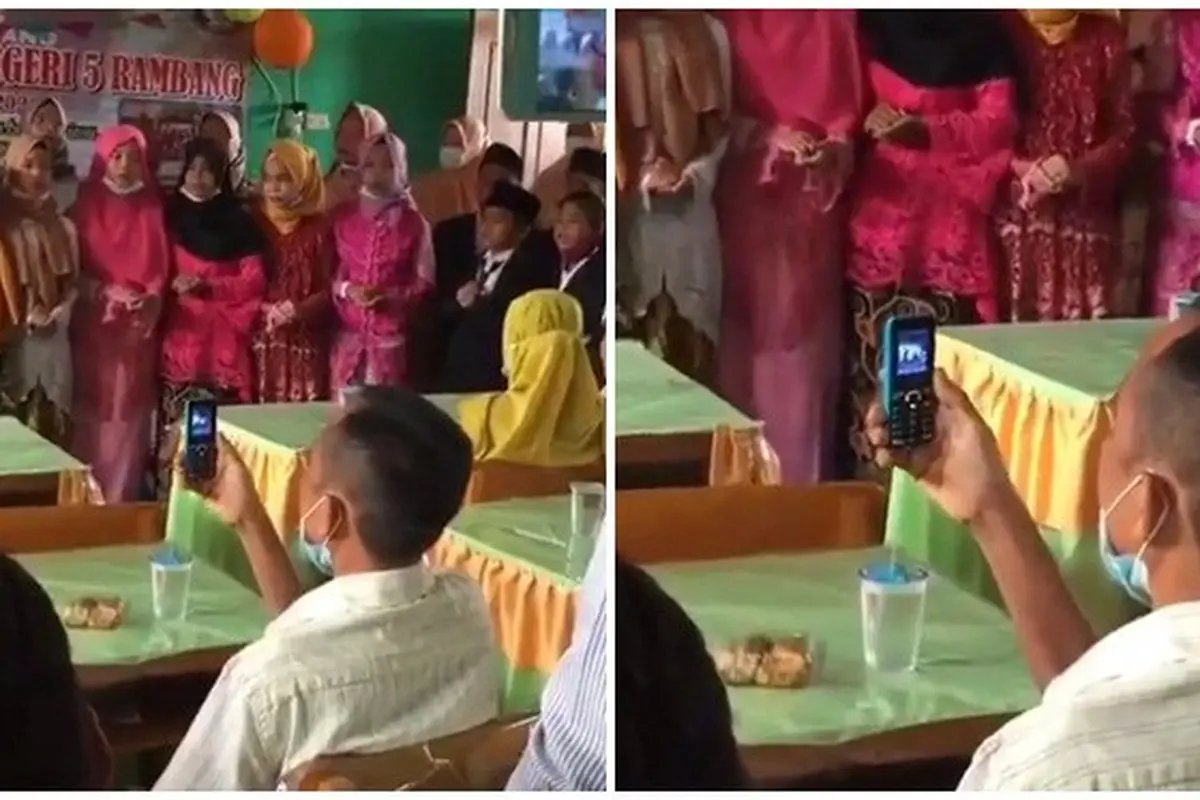 Momen Ayah Rekam Anak saat Perpisahan dengan HP Jadul Ini Viral, Bikin Haru