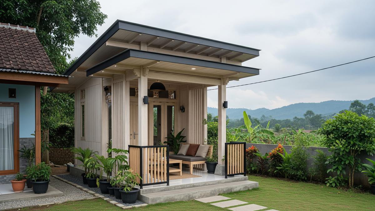 8 Inspirasi Pendopo Mini untuk Rumah Pedesaan, Minimalis Modern