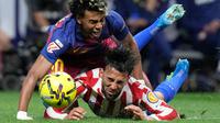 Barcelona berhasil memetik kemenangan saat bertandang ke markas Atletico Madrid dalam laga lanjutan Liga Spanyol 2025/2026 di Wanda Metropolitan, Madrid, Spanyol, Sabtu (04/04/2026) waktu setempat. (AP Photo/Bernat Armangue)