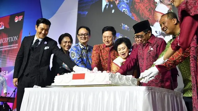 Resepsi diplomatik memperingati 50 tahun hubungan kerja sama Indonesia-Korea Selatan sekaligus perayaan HUT ke-78 Kemerdekaan RI di Seoul, Kamis (31/8/2023). (Dok. Kemenko Polhukam)