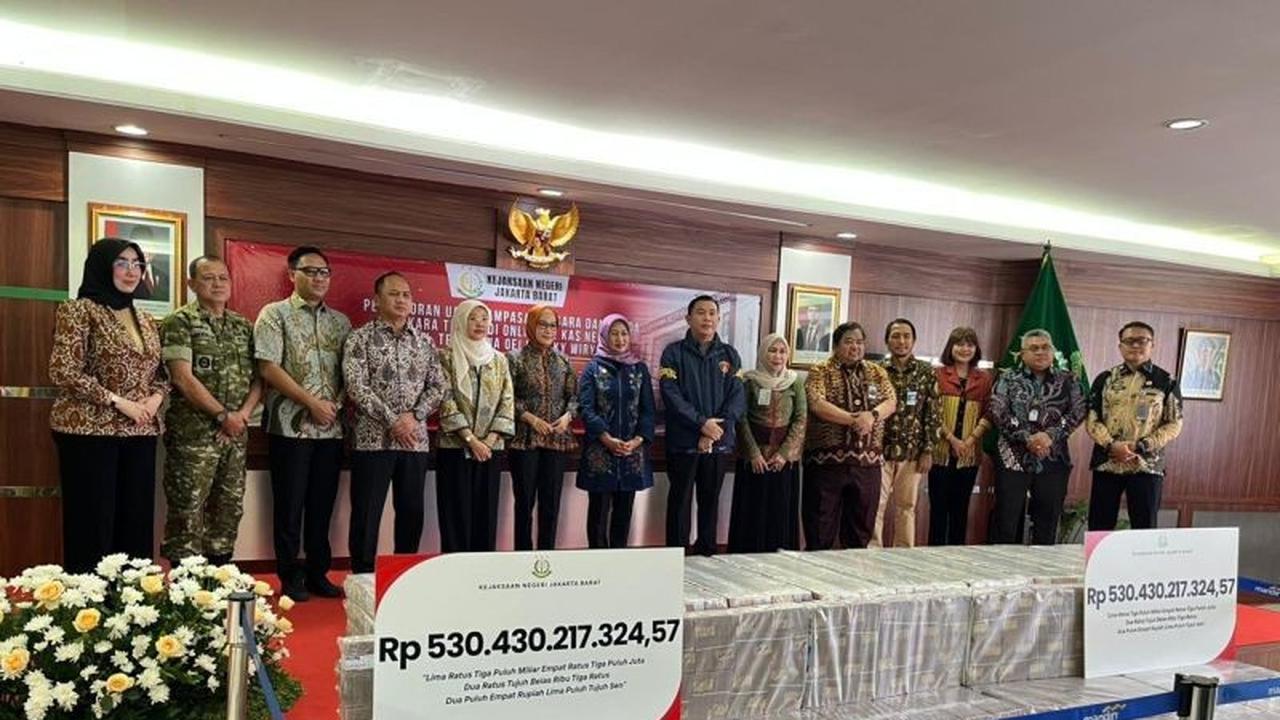 Kejari Jakbar Setor Rp530 Miliar Rampasan Judi Online ke Kas Negara