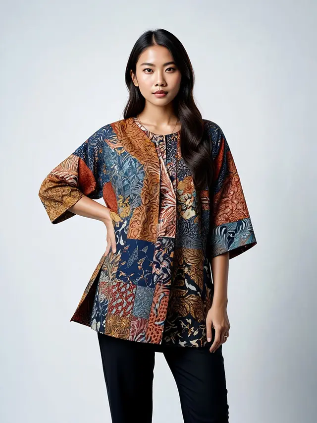 Batik Lengan Dolman Tunik Oversized Asimetris