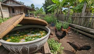 Cara Fermentasi Bayam Liar di Halaman untuk Pakan Ayam Kampung/AI