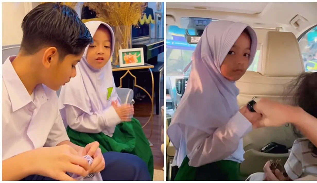 Potret kebersamaan King Faaz dan Queen Eijaz sebelum berangkat sekolah. Kakak adik ini kompak pakai kaus kaki bareng dan sempatkan bermain puzzle sebentar sebelum ke sekolah. Lantaran baru hari pertama, King Faaz dan Queen Eijaz diantar oleh kedua orang tuanya. Tak hanya Faaz dan Eijaz, Fairuz A Rafiq dan Sonny Septian juga antusias di hari pertama anak sekolah. (Liputan6.com/IG/@fairuzarafiq)
