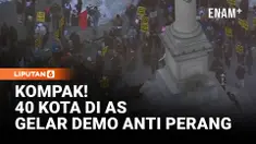 Puluhan demonstran berkumpul di Columbus Circle, New York, menyerukan penghentian serangan militer Amerika Serikat terhadap Iran. Aksi ini juga dilaporkan terjadi di sekitar 40 kota di seluruh negeri.