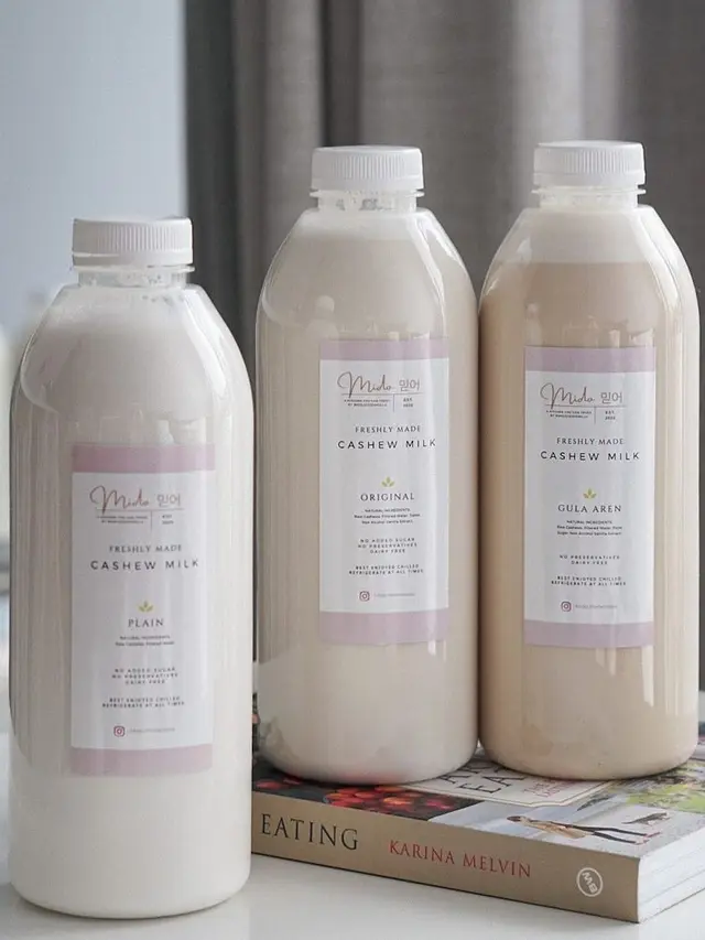 Mido dengan rasa Plain, Original, dan Aren Cashew Milk