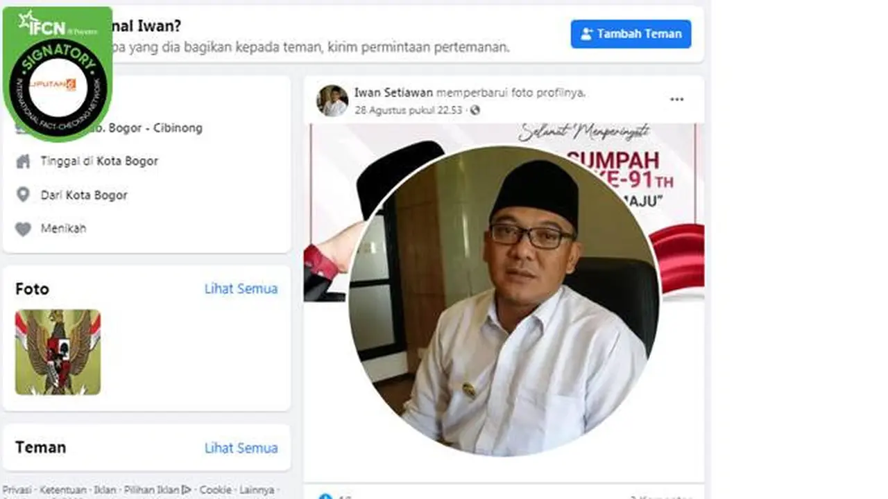 Cek Fakta Facebook Iwan Setiawan
