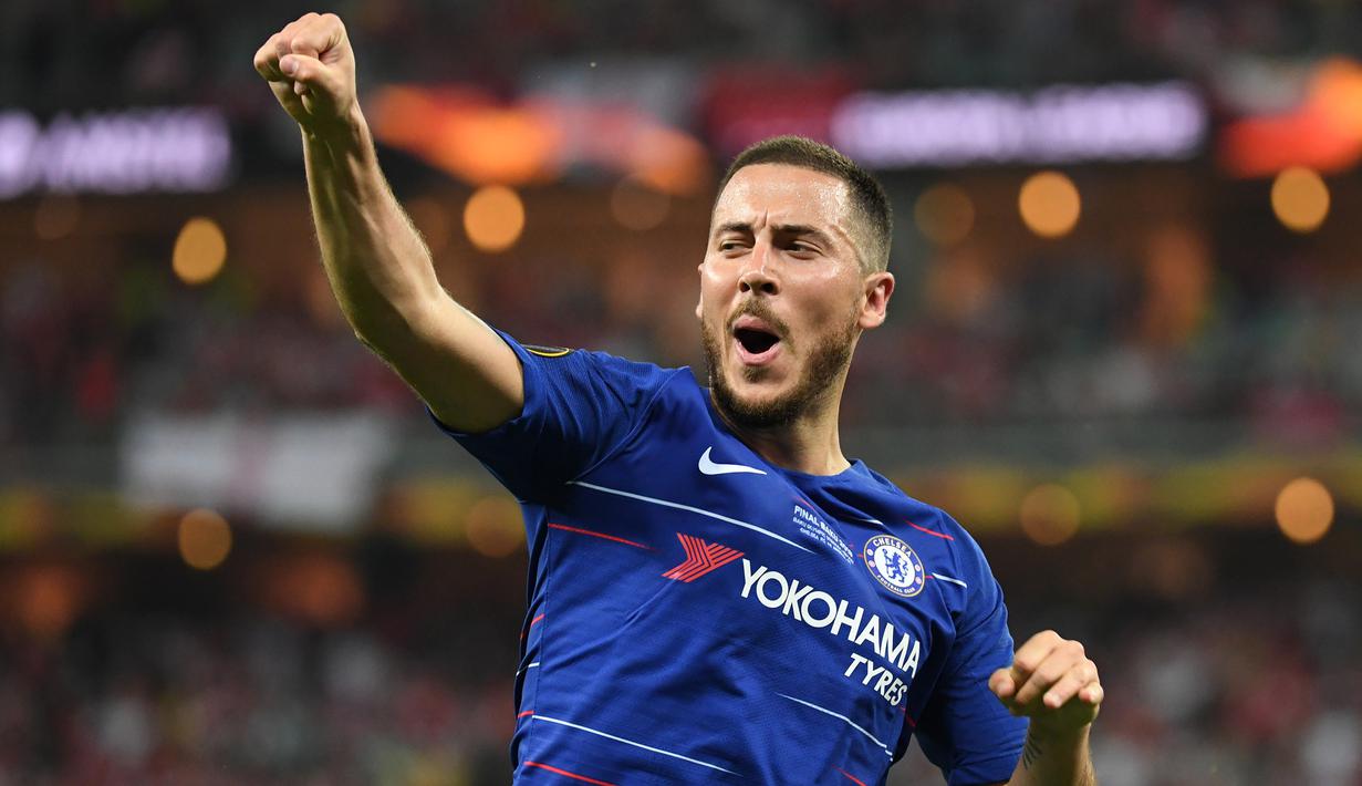 Eden Hazard (100 juta euro) - Bintang asal Belgia ini dilepas Chelsea ke Real Madrid dengan transfer harga 100 juta euro pada musim panas 2019. (AFP/Kirill Kudryavtsev)