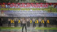 Apel gelar pasukan pengamanan ketupat otanaha 2022 di halaman Polda Gorontalo