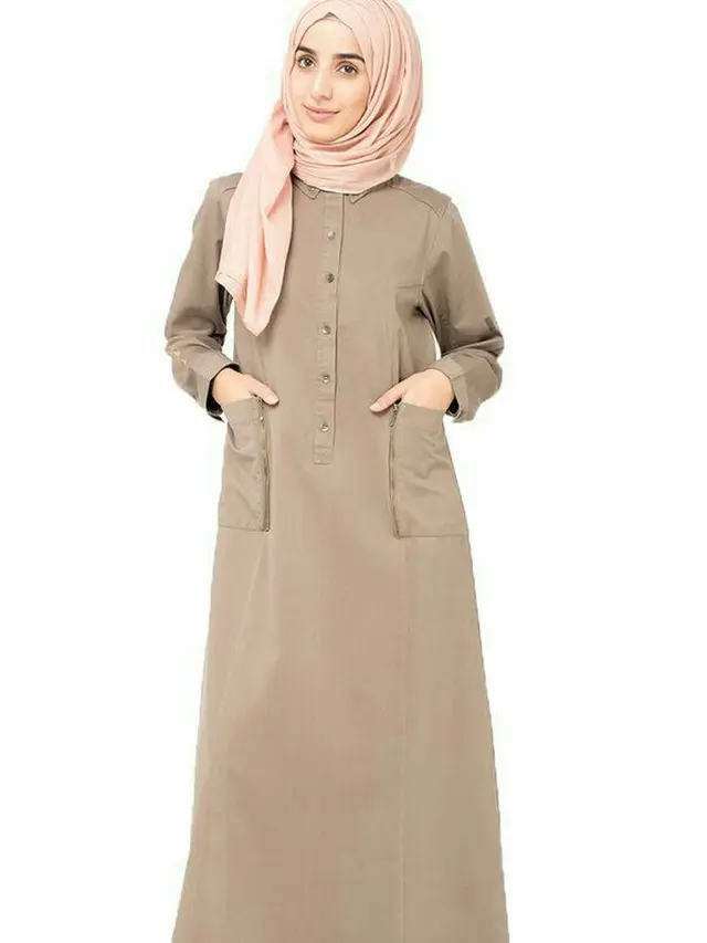 Gamis Linen atau Rayon Kombinasi
