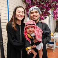 Aaliyah Massaid dan Baby Arash saat bukber bersama Thariq Halilintar. [@thariqhalilintar]