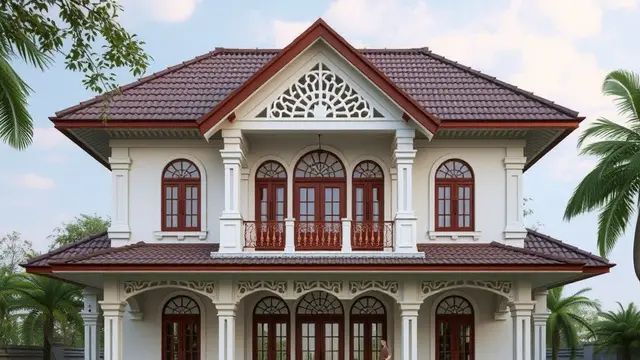 rumah gaya kolonial (ilustrasi by qwen.ai)
