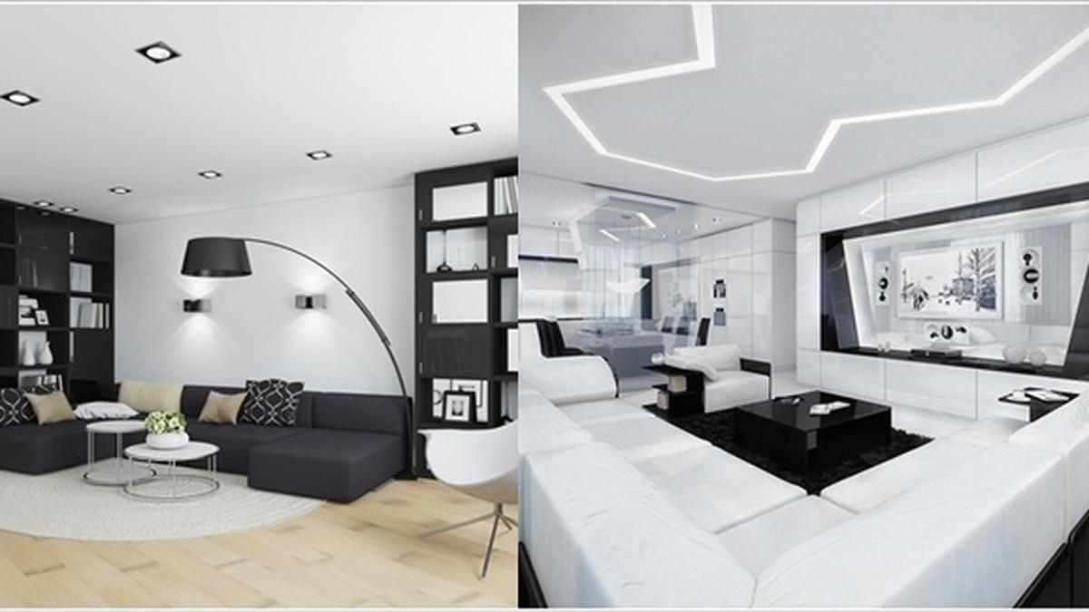 Inspirasi Desain Ruang Tamu Serba Hitam Putih - Photo Fimela.com