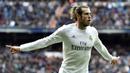 Pemain Real Madrid asal Wales, Gareth Bale menjadi pencetak gol terbanyak Britania Raya yang berkiprah di La Liga Spanyol yaitu 43 gol. (AFP/Gerard Julien)