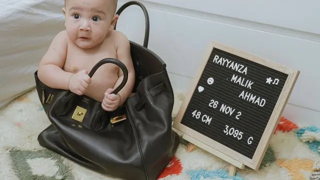 Ekspresi Rayyanza  Dimasukin Kedalam Tas Branded Nagita Slavina, credit: @raffinagita1717