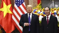 Presiden AS Donald Trump dan Presiden Vietnam Tran Dai Quang (Hoang Dinh Nam/Pool Photo via AP)