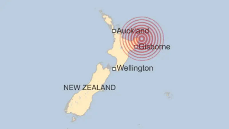 Lokasi gempa berkekutan 7,1 SR yang mengguncang Selandia Baru