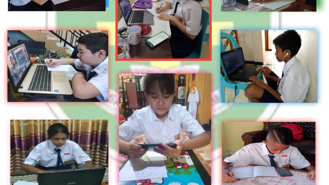 Pelajar SMPK Frater Maumere saat mengikuti MPLS dan menjalani masa orientasi siswa secara online atau daring. (Foto Istimewah)