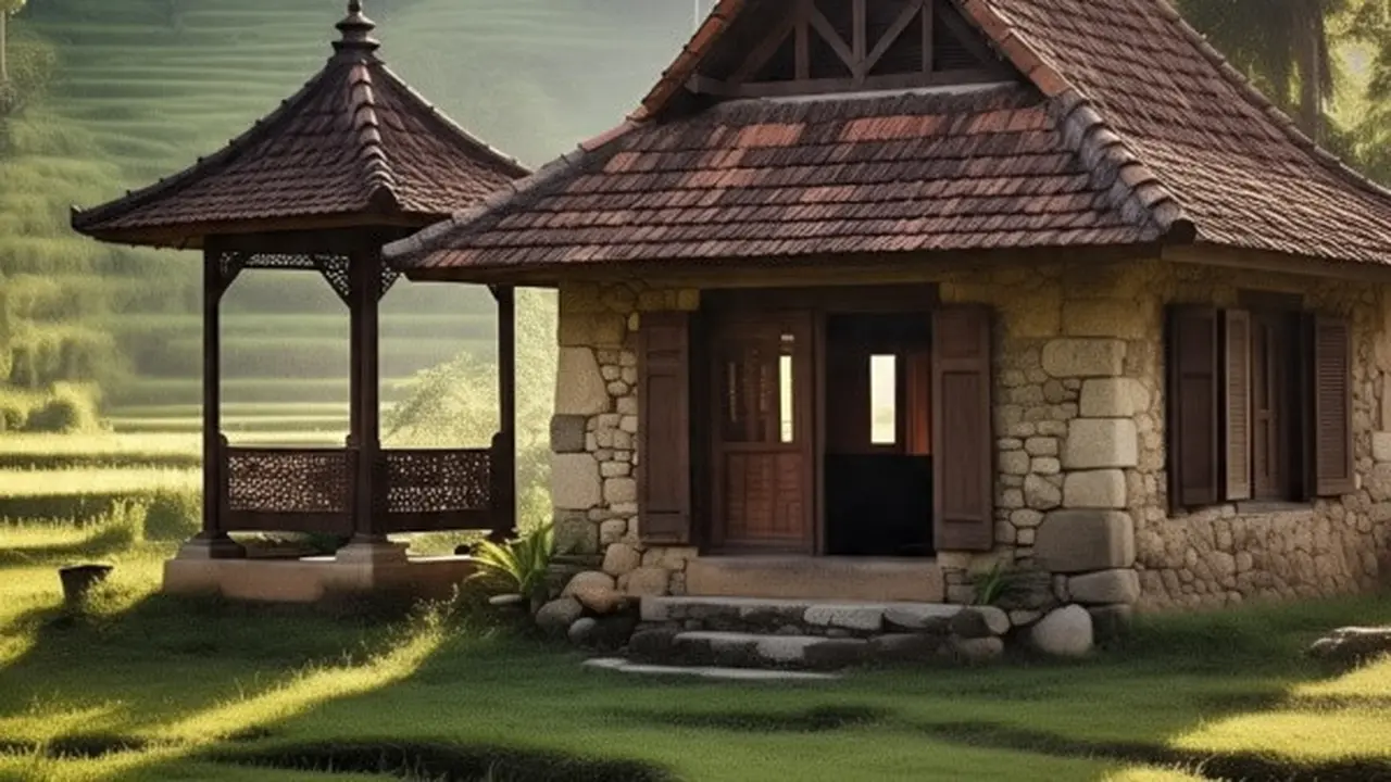 Ilustrasi Desain Rumah dengan Pendopo (Sumber Gambar: Meta AI)