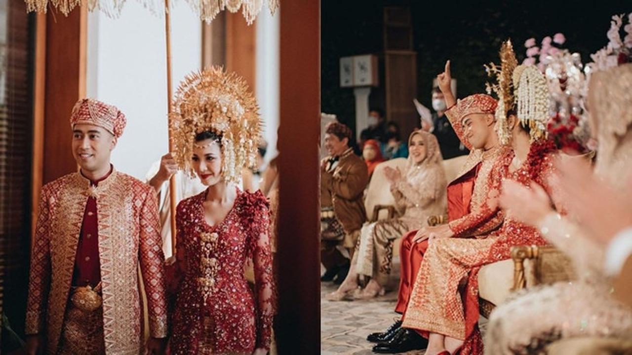 6 Potret Resepsi Vidi Aldiano dan Sheila Dara Pakai Adat Minang, Serba Merah