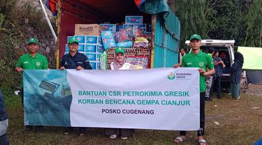Petrokimia Gresik menyalurkan bantuan sembako, obat-obatan, dan bantuan kebutuhan lainnya senilai Rp100 juta untuk korban bencana gempa