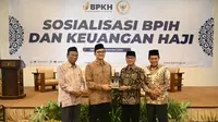 Badan Pengelolaan Keuangan Haji (BPKH) menggelar disemenasi “Sosialisasi BPIH dan Keuangan Haji di Serang, Banten pada Jum’at (10/11/2023). (Dok. tim humas BPKH)
