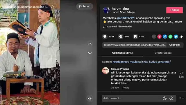 Tangkapan layar instagram@ndorobei.official pria mengaku bermimpi didatangi Nabi Muhammad SAW