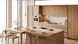 Inspirasi Dapur dan Meja Makan dengan Kabinet Kayu Minimalis (Image by Gemini AI)