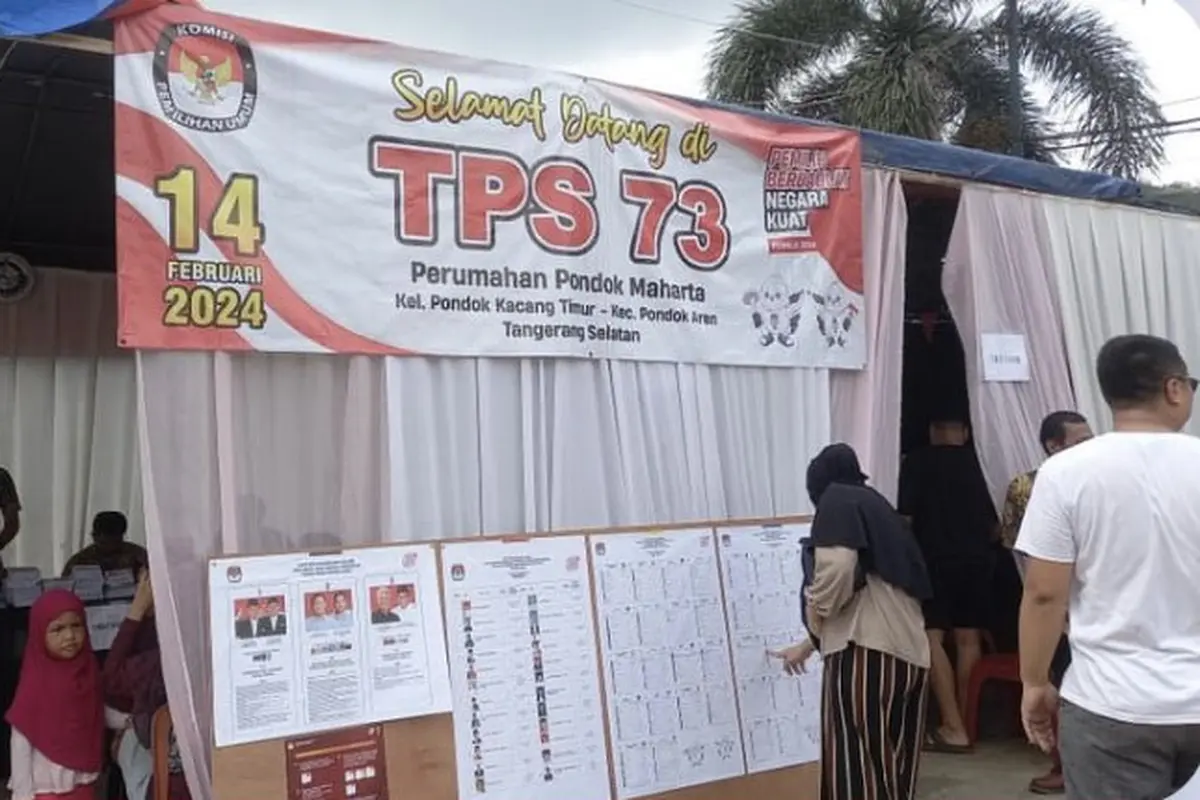 Salah satu TPS yang melakukan pencoblosan susulan ada di TPS 73 di Perumahan Pondok Maharta, Keluruhan Pondok Kacang, Kecamatan Pondok Aren, Tangerang Selatan, Banten.