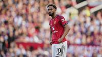 Pemain Manchester United, Matheus Cunha, saat pertandingan Liga Inggris melawan Arsenal di Stadion Old Trafford, Manchester, Inggris, Minggu, 17 Agustus 2025. (AP Photo/Dave Thompson)