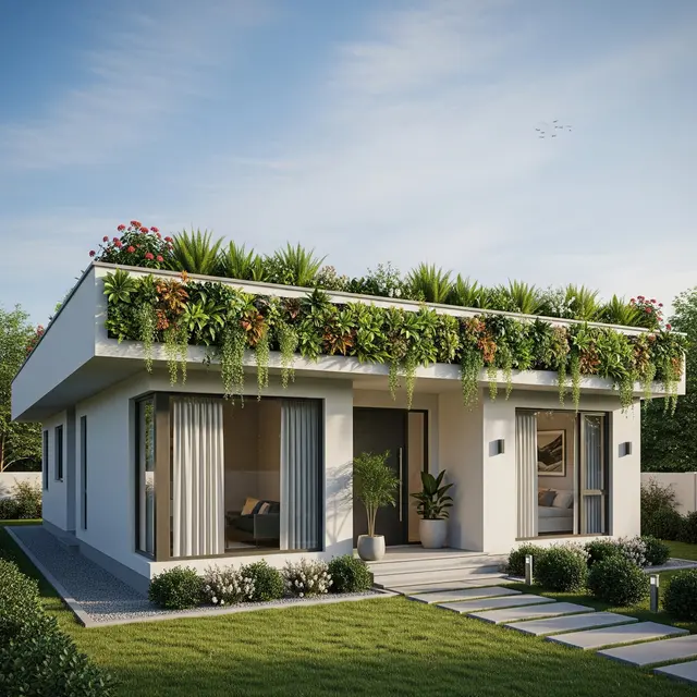Contoh Rumah 1 Lantai Atap Dak untuk Kebun Mini