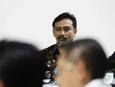  Anas Urbaningrum kembali bersaksi untuk terdakwa Andi Alfian Mallarangeng di Gedung TIPIKOR, Jakarta, Senin (26/5/2014) (Liputan6.com/Faizal Fanani).