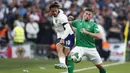 Timnas Inggris memetik kemennagan di pertandingan pertama grup F UEFA Nations League. Berhadapan dengan Republik Irlandia, The Three Lions mampu menang dengan skor 2-0. (AP Photo/Peter Morrison)