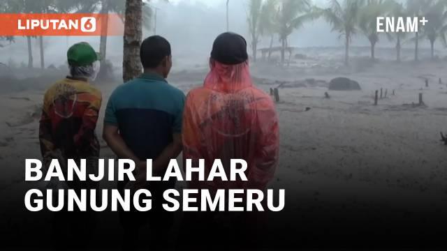 Gunung Semeru di Lumajang, Jawa Timur kembali muntahkan banjir lahar ke sejumlah daerah aliran sungai. Akibatnya satu dusun di seda Jugosari terisolir.