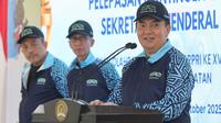 Sekretaris Jenderal DPD RI, Mohammad Iqbal secara resmi melepas kontingen Sekretariat Jenderal (Setjen) DPD RI yang akan berlaga pada ajang Pekan Olahraga Nasional (PORNAS) KORPRI (Korps Pegawai Negeri) XVII Tahun 2025 di Palembang, Sumatera Selatan (Istimewa)