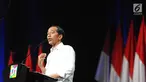 Capres nomor urut 01 Joko Widodo memberi sambutan pada acara Konvensi Rakyat di Sentul Internasional Convention Center, Bogor, Jawa Barat, Minggu (24/2). Konvensi Rakyat mengangkat optimis Indonesia maju. (Liputan6.com/Herman Zakharia)