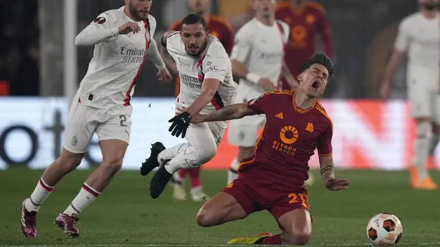 Foto: Tensi Panas di Laga AS Roma Kontra AC Milan, Giallorossi Melaju ke Semi Final Liga Europa