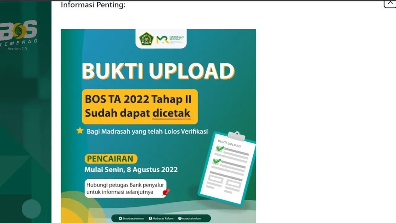 Dana BOS Kemenag untuk Madrasah Tahun Anggaran 2022 Kembali Cair
