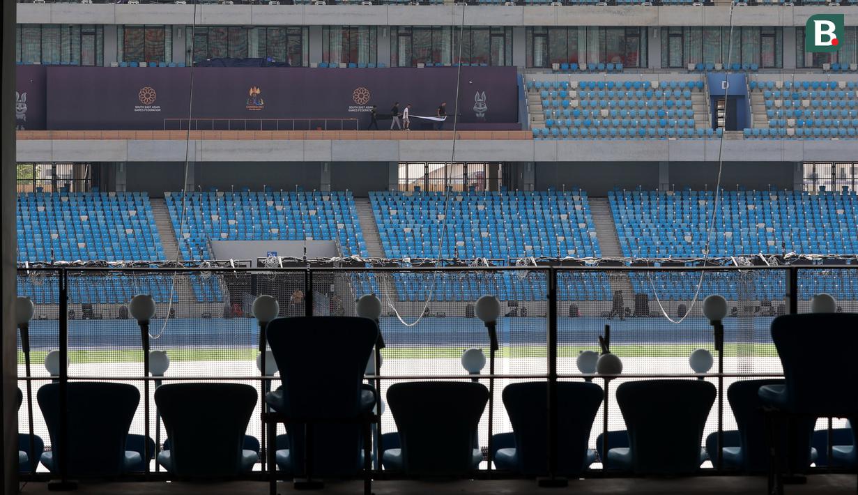 <p>Stadion Nasional Morodok Techo bisa dibilang sebagai main event selama SEA Games 2023. (Bola.com/Abdul Aziz)</p>