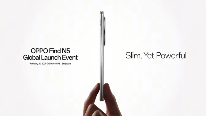 Oppo mengumumkan akan menggelar event peluncuran global Oppo Find N5 pada 20 Februari 2025.(Dok: Oppo)