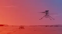 Helikopter Ingenuity terbang di atas permukaan Mars (NASA/JPL-Caltech