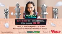 Live Streaming MABAR Blitz Chess WIM Chelsie Monica di Vidio, Jumat 11 Juni 2021. (Sumber : dok. vidio.com)