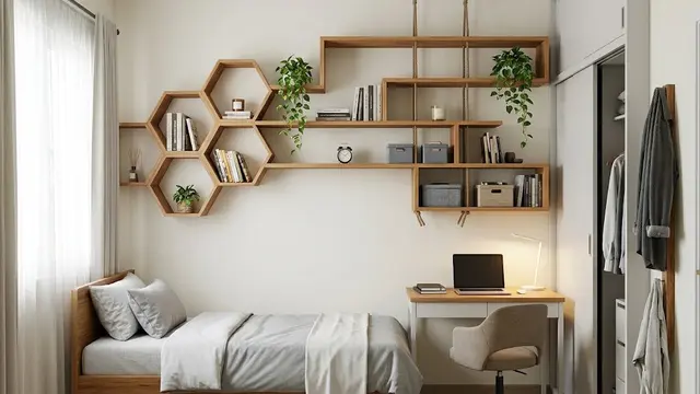 Ide Rak untuk Kamar Sempit agar Tetap Rapi/AI Generated