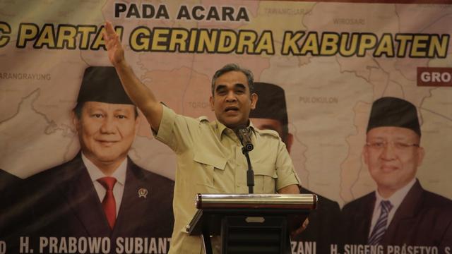Sekjen Partai Gerindra Ahmad Muzani menghadiri konsolidasi politik bersama pengurus ranting, PAC, dan DPC Gerindra se-Kabupaten Grobogan dan Kabupten Blora, Jawa Tengah, Jumat (9/6) (Istimewa)