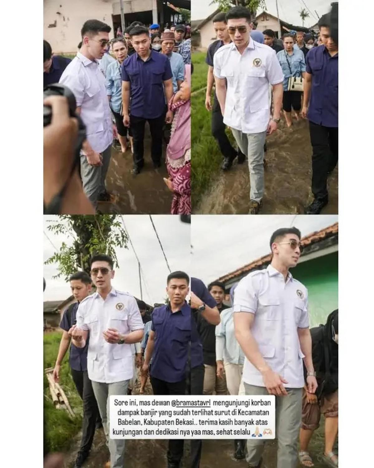 6 Potret Verrell Bramasta Ngabuburit Tinjau Banjir Bekasi, Bantu Warga Terdampak