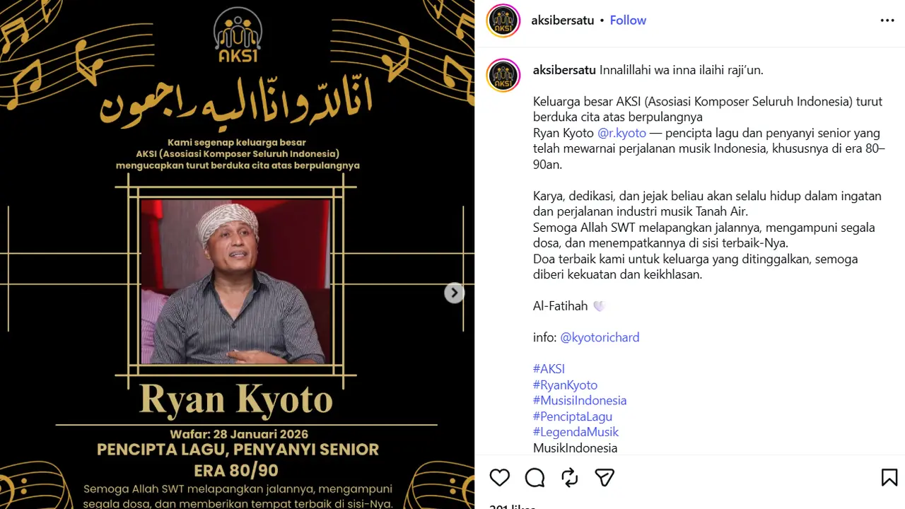 Ryan Kyoto meninggal dunia. (Instagram/ aksibersatu)