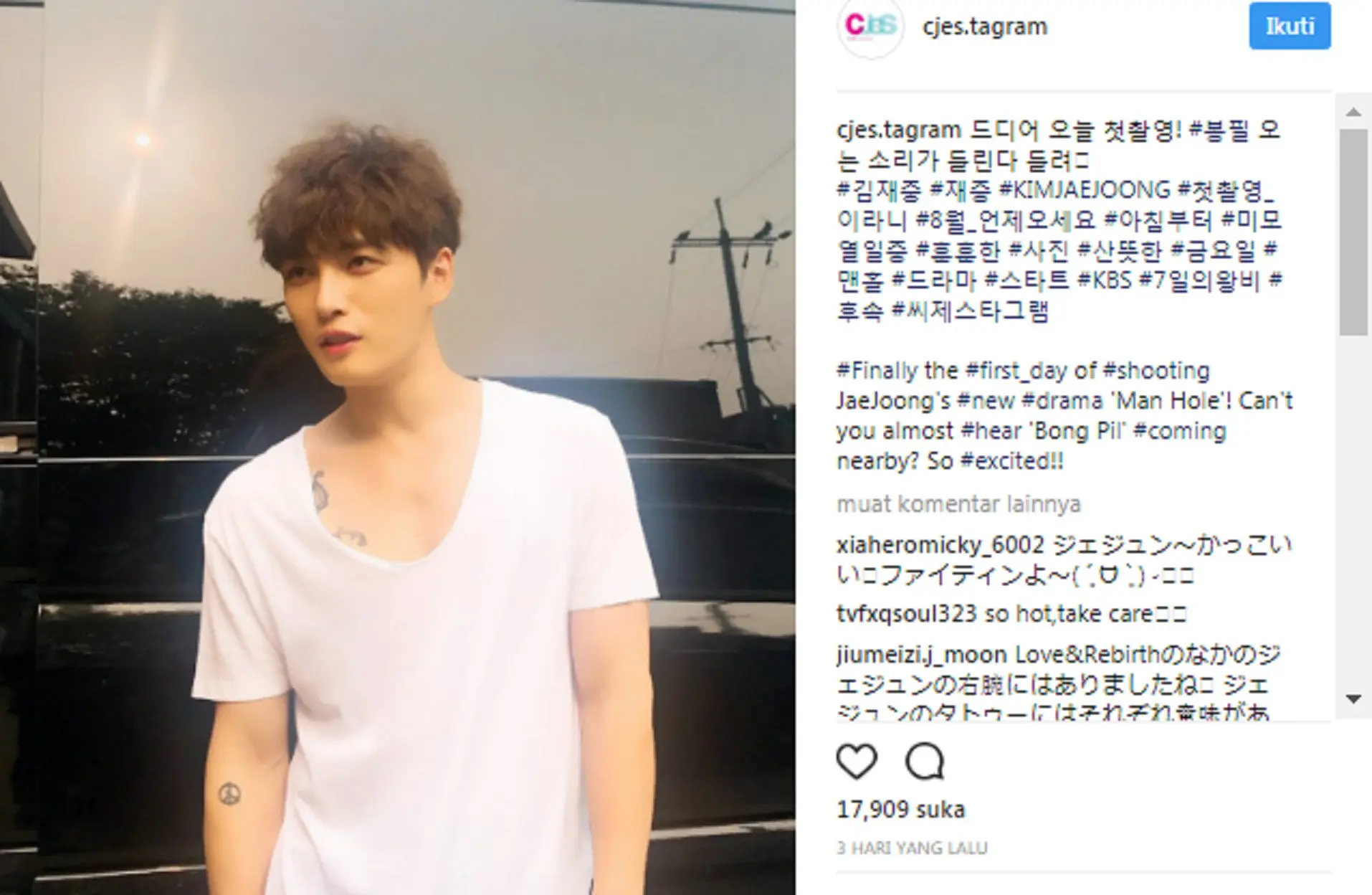 Penampilan baru Kim Jaejoong di drama Man Hole (Instagram)